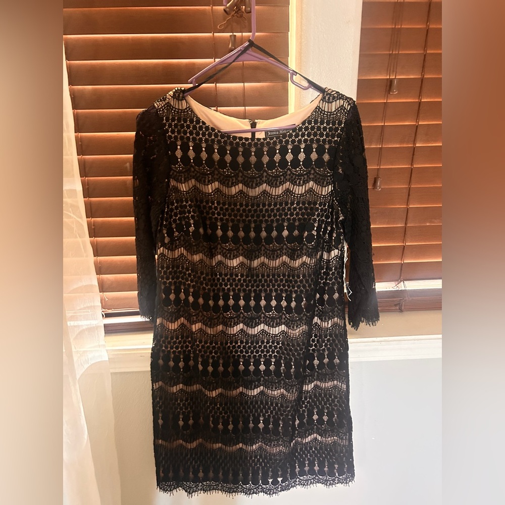 Jessica Howard Black Lace Long Sleeve Dress - Picture 1 of 4